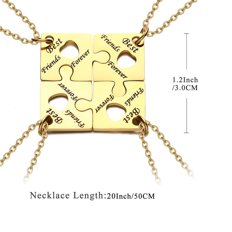 Yonhon 4 BFF Best Friend Necklace Puzzle Friendship Necklace for 4 - Image 2
